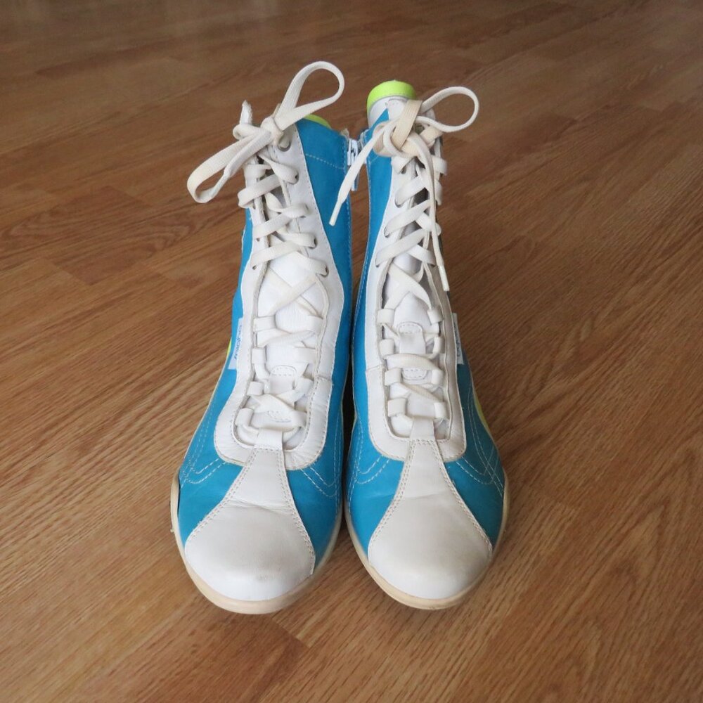 Byblos 616 Blue Leather Karate Boxing Women’s Lace Zipper Italy Unisex Shoes 37 - Picture 8 of 11